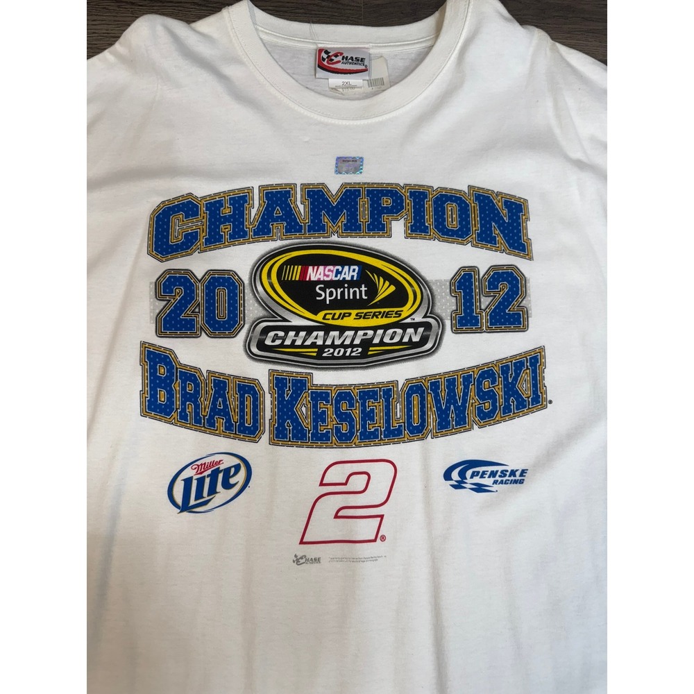 Chase Authentics Brad Keselowski 2012 NASCAR Champion Shirt White Mens 2XL